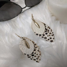 Load image into Gallery viewer, Fringe Leaf Animal Print Multi Level Earrings