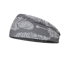 Load image into Gallery viewer, Stunning Silver Gray and White Paisley Fabric Headband