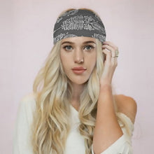 Load image into Gallery viewer, Stunning Silver Gray and White Paisley Fabric Headband