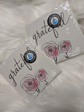 Load image into Gallery viewer, "Grateful" with Farmhouse Country Soft Pink Roses Naturally Absorbent Drink Coasters