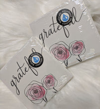 Load image into Gallery viewer, "Grateful" with Farmhouse Country Soft Pink Roses Naturally Absorbent Drink Coasters