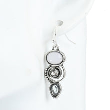 Load image into Gallery viewer, Antique Silver Color Light Blue Drop Clear Cubic Zirconia Dangle Earrings