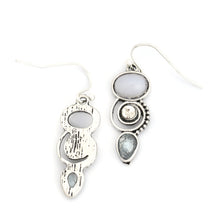 Load image into Gallery viewer, Antique Silver Color Light Blue Drop Clear Cubic Zirconia Dangle Earrings