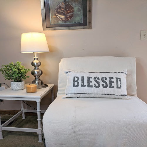 BLESSED Faith Print Farmhouse Throw Pillow