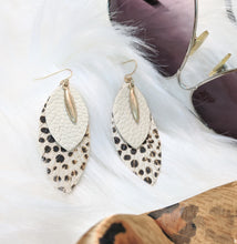 Load image into Gallery viewer, Fringe Leaf Animal Print Multi Level Earrings
