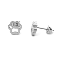 Load image into Gallery viewer, Stainless Steel Ear Post Stud Earrings Silver Tone Cat Dog Pet Paw Claw
